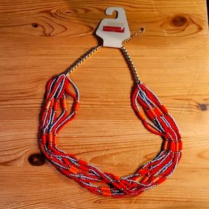 Multi strand necklace pink & silver